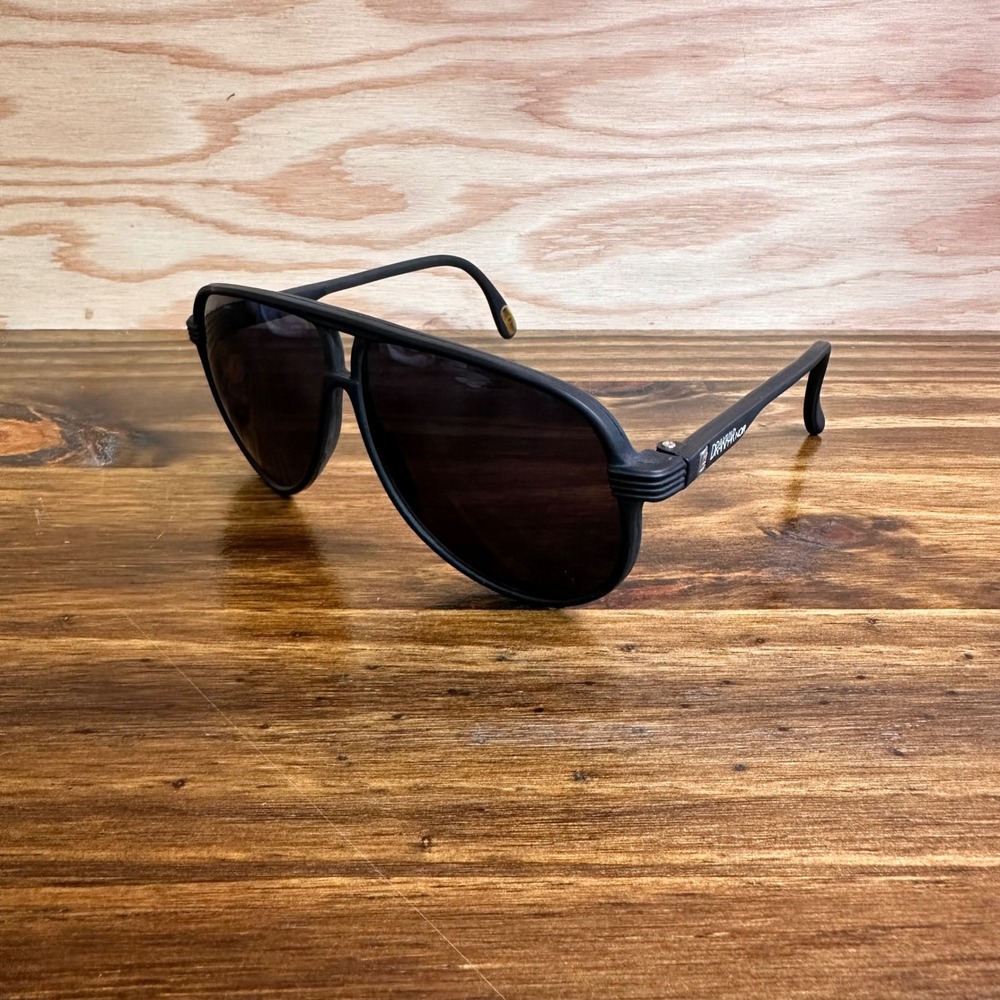 Vintage Drakkar Noir Aviator Sunglasses Matte Black Retro 80s 90s Promo Shades